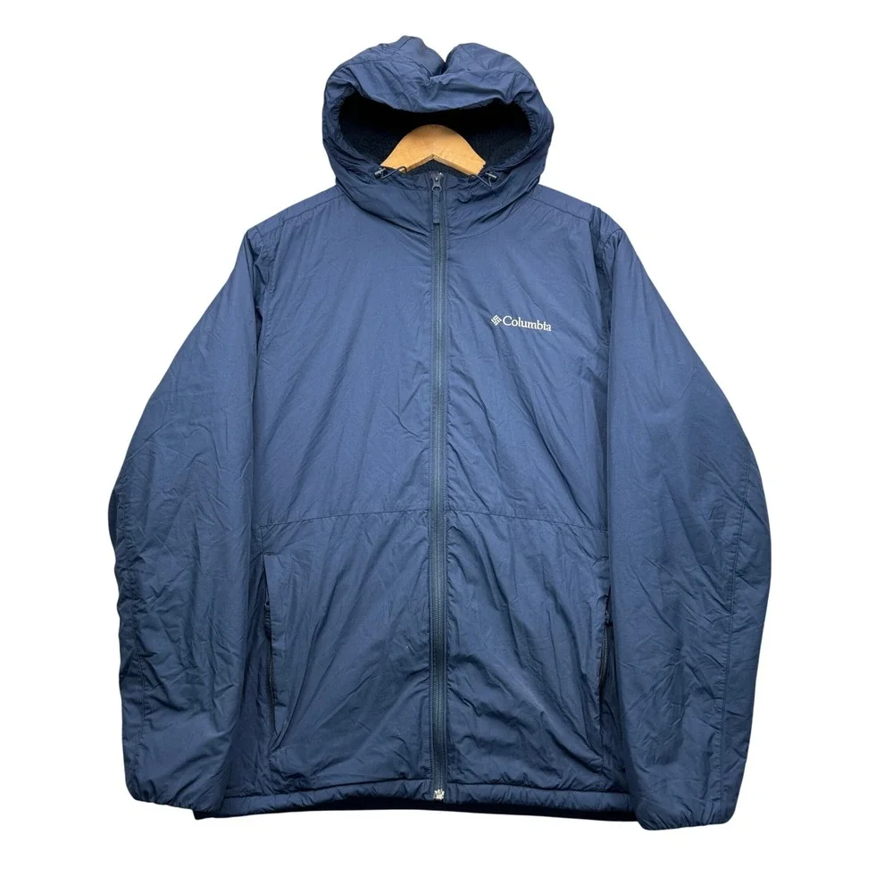 Columbia WM8371 Jacket Mens Medium Navy Blue Sherpa Lined Insulated Outdoor